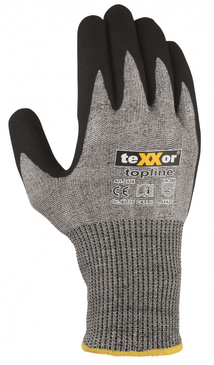 BIG-TEXXOR-Schnittschutz-Strickhandschuhe, nahtlos, grau/schwarz