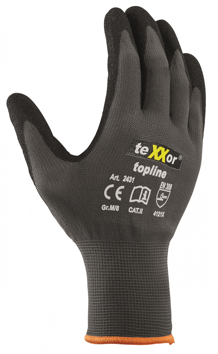 BIG-TEXXOR-Nylon-Strickhandschuhe, grau/schwarz