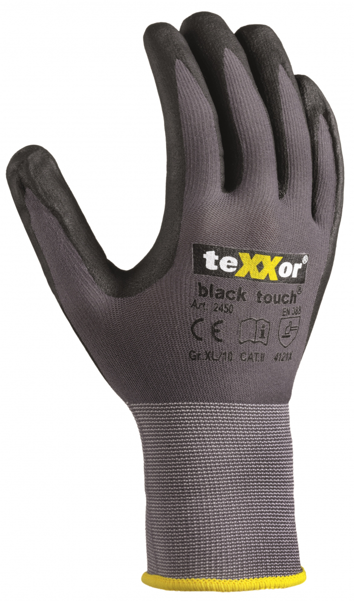 BIG-TEXXOR-Nylon-Strickhandschuhe, black touch, grau/schwarz