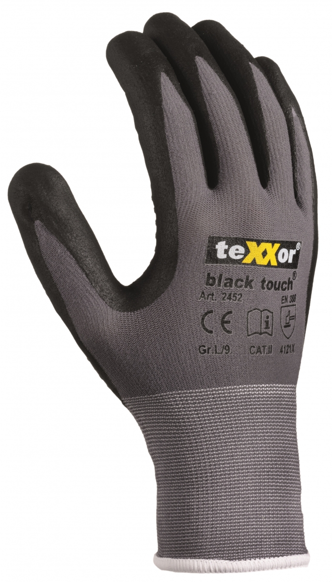 BIG-TEXXOR-Nylon-Strickhandschuhe, black touch, grau/schwarz