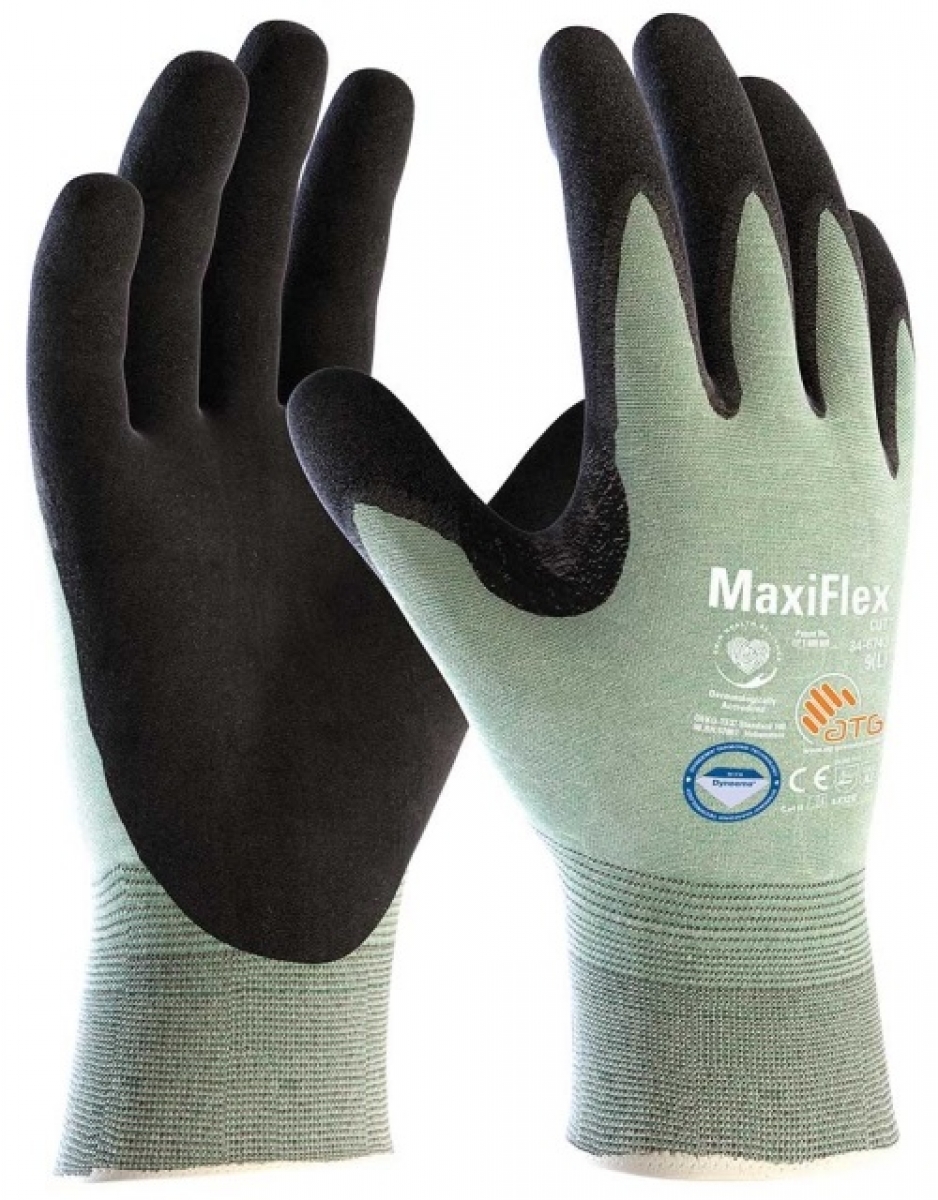 BIG-ATG-Workwear, Schnittschutz-Strickhandschuhe, MaxiFlex Cut, schwarz/hellgrn, VE = 12 Paar