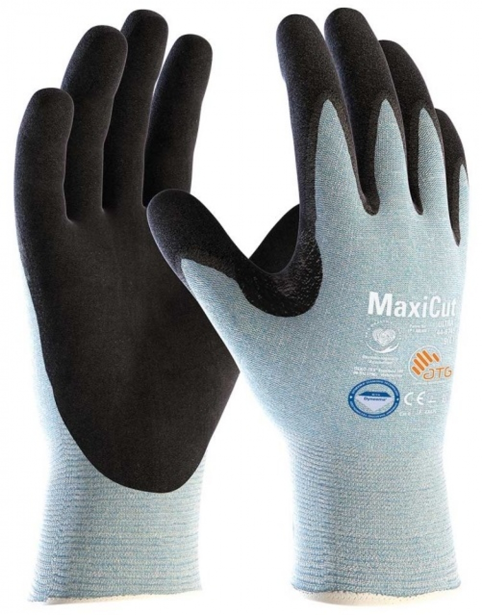 BIG-ATG-Workwear, Schnittschutz-Strickhandschuhe, MaxiCut Ultra, schwarz/hellblau, VE = 12 Paar