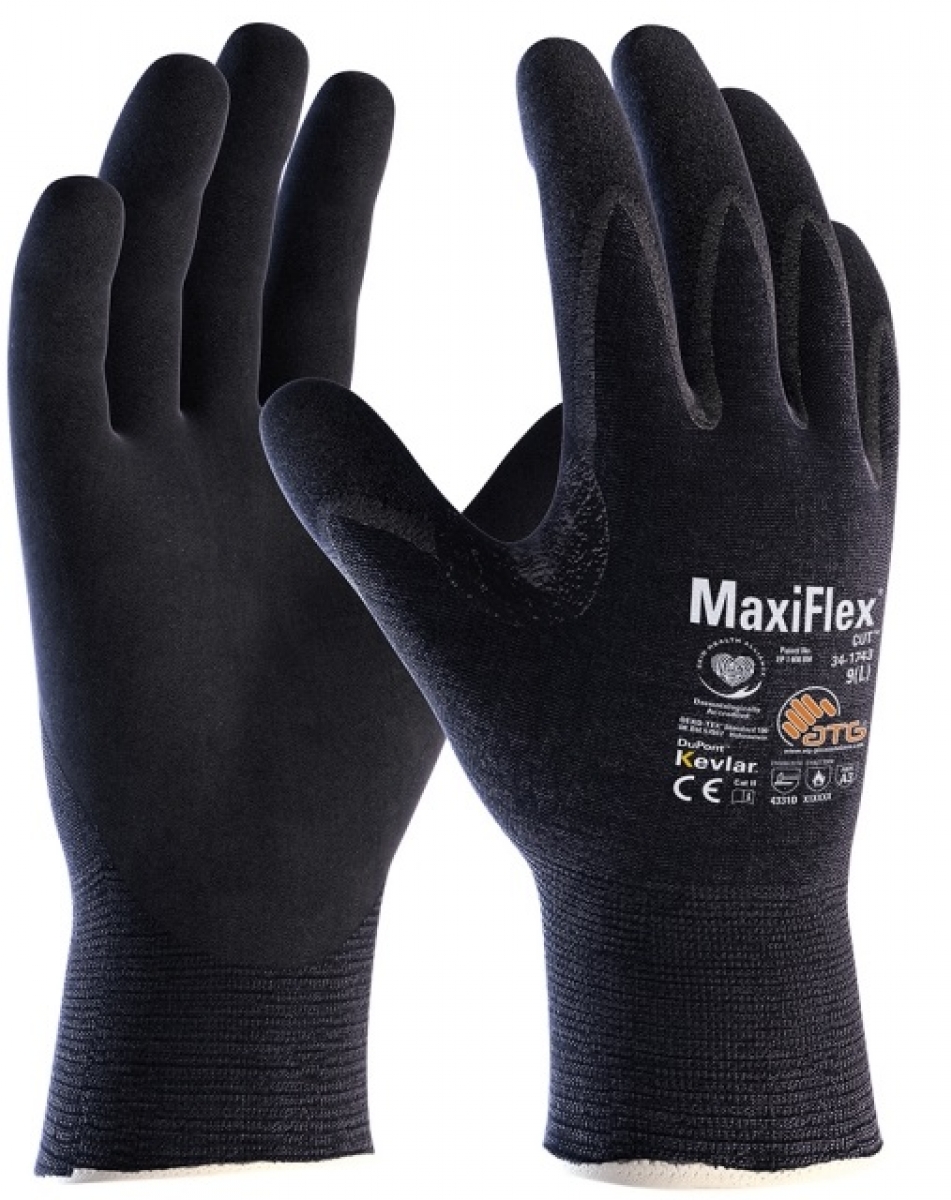 BIG-ATG-Schnittschutz-Strickhandschuhe, MaxiFlex Cut, schwarz