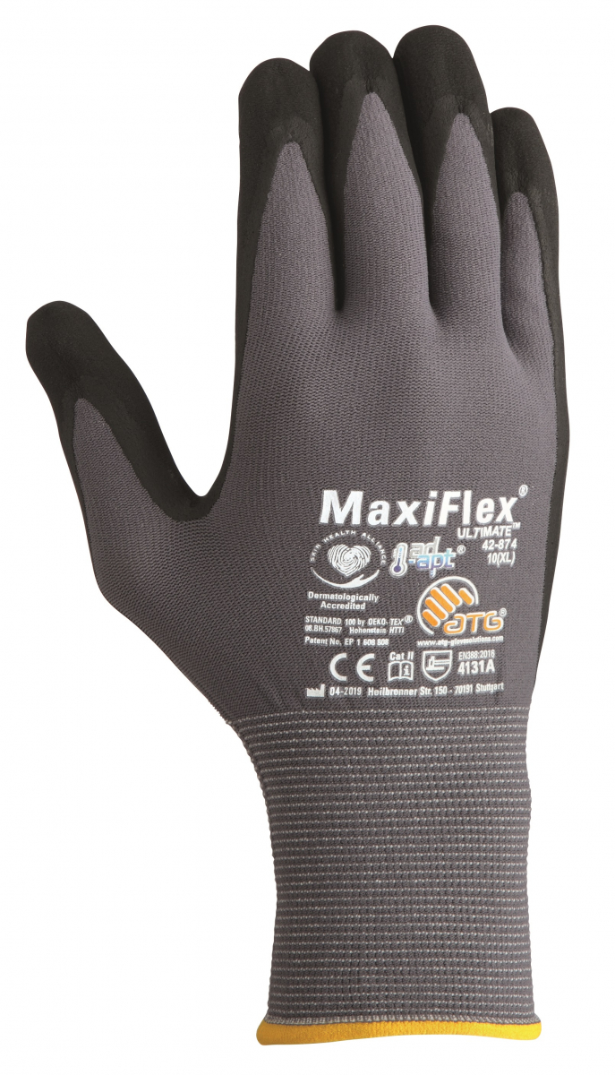 BIG-ATG-Nylon-Strickhandschuhe, MaxiFlex Ultimate AD-APT, als SB-Verpackung, grau/schwarz