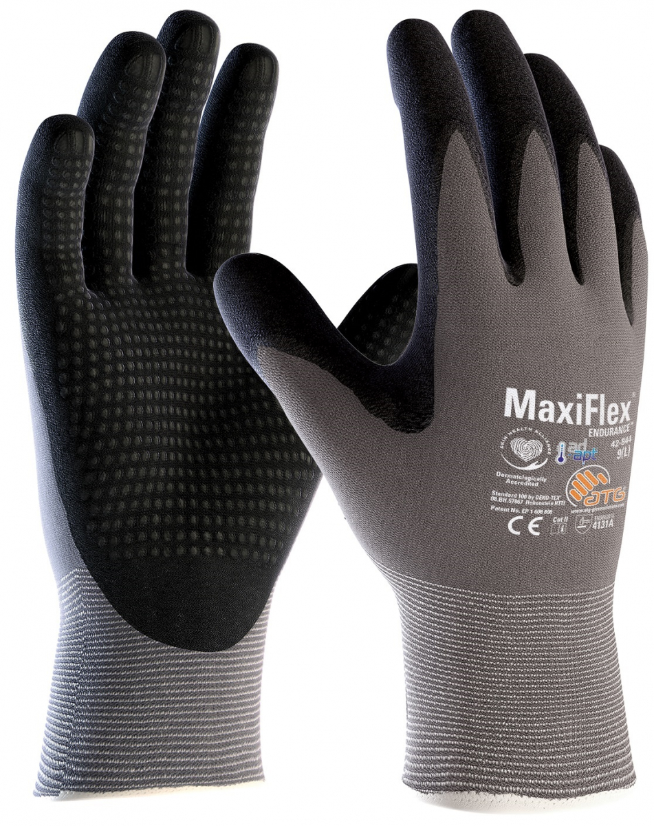 BIG-ATG-Nylon-Strickhandschuhe, MaxiFlex Endurance AD-APT, als SB-Verpackung, grau/schwarz