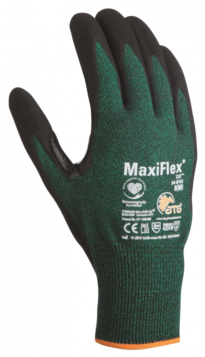 BIG-ATG-Schnittschutz-Strickhandschuhe, MaxiFlex Cut, als SB-Verpackung, grün/schwarz