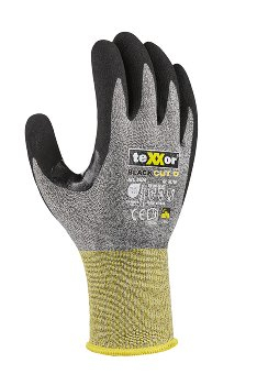 BIG-TEXXOR Schnittschutz-Strickhandschuhe CUT D, grau-meliert/gelb/schwarz