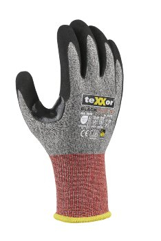 BIG-TEXXOR Schnittschutz-Strickhandschuhe CUT F, grau-meliert/rot/schwarz