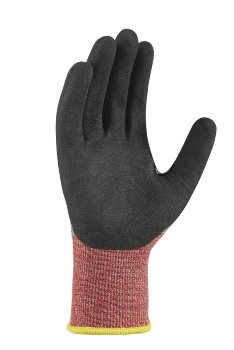 BIG-TEXXOR Schnittschutz-Strickhandschuhe CUT F, grau-meliert/rot/schwarz