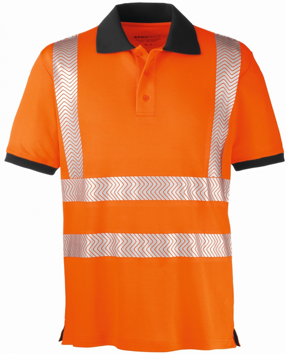 BIG-4-Protect-Warnschutz-Polo-Shirt, Orlando, leuchtorange/grau