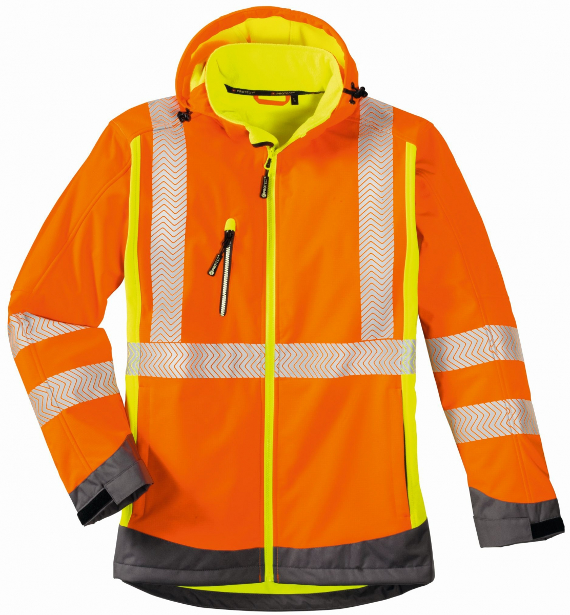 BIG-4-Protect-Warnschutz-Softshelljacke, Houston, leuchtorange/leuchtgelb/grau