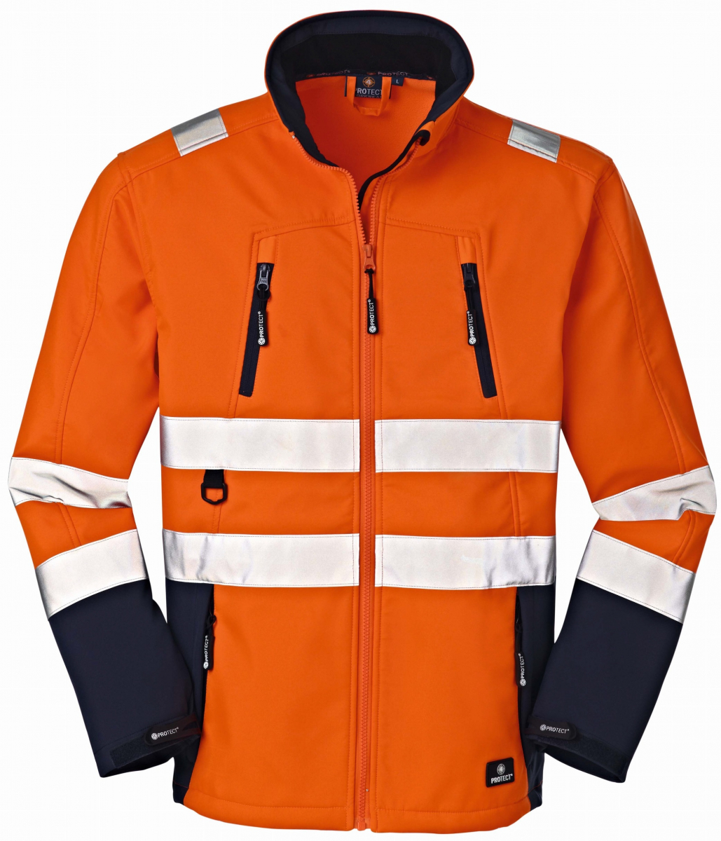 BIG-4-Protect-Warn-Wetterschutz-Softshell-Jacke, Pittsburgh, leuchtorange/navy