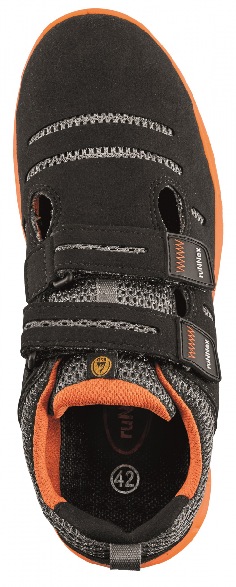 BIG-ruNNex-S1P-Sicherheitssandalen mit Klett, FlexStar, schwarz/orange