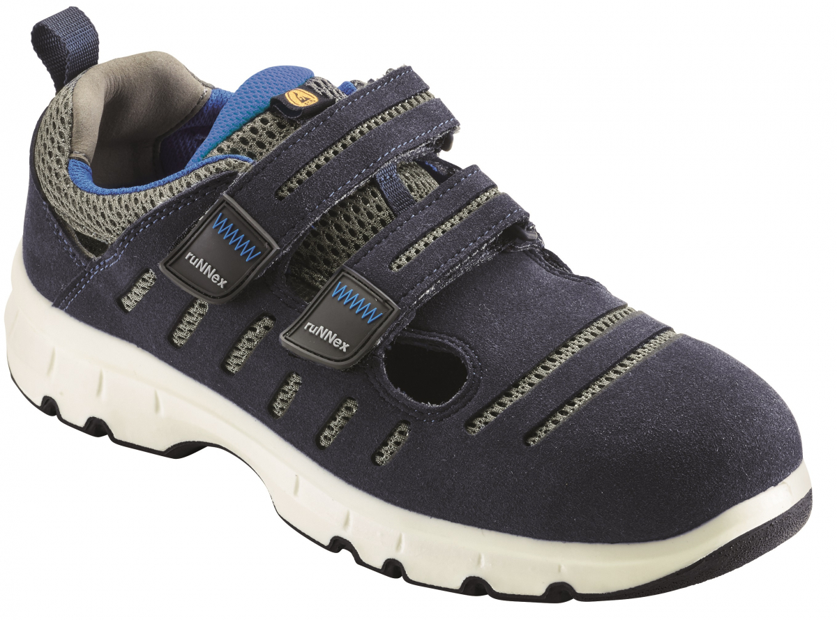 BIG-ruNNex-S1P-Sicherheitssandalen mit Klett, FlexStar, ESD, blau/weiss/grau