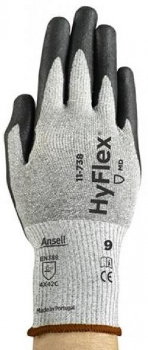 ANSELL-Workwear, Arbeitshandschuhe, "HYFLEX", 11-738, grau/schwarz, VE = 12 Paar