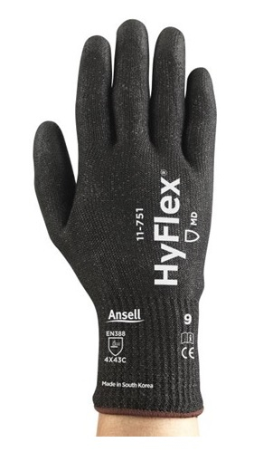 ANSELL-ARBEITSHANDSCHUHE, HYFLEX, 11-751, schwarz