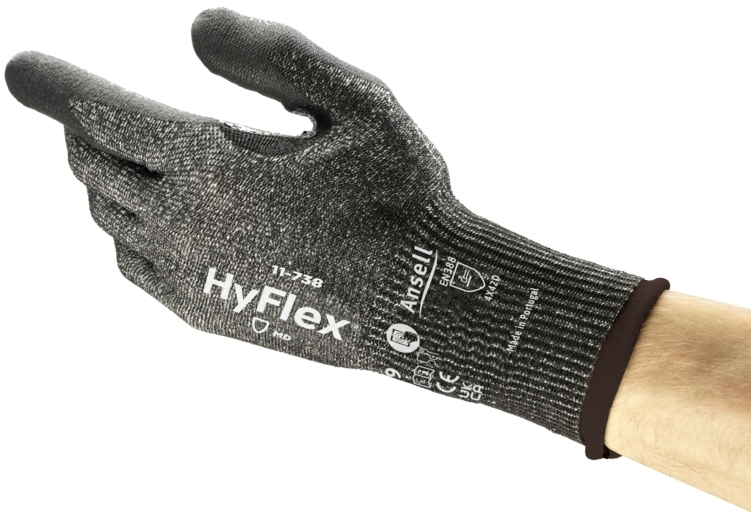 ANSELL-Arbeitshandschuhe, HYFLEX, 11-738, grau/schwarz