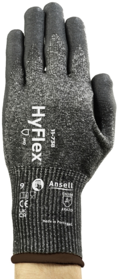 ANSELL-Arbeitshandschuhe, HYFLEX, 11-738, grau/schwarz
