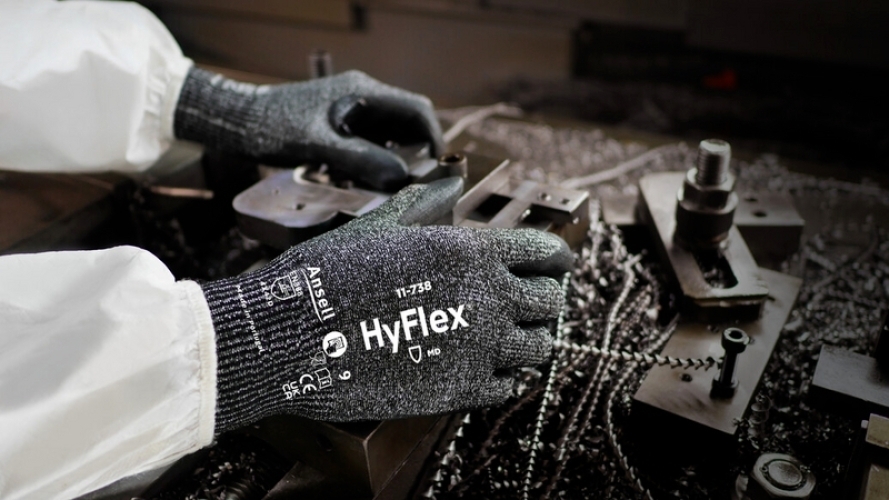 ANSELL-Arbeitshandschuhe, HYFLEX, 11-738, grau/schwarz