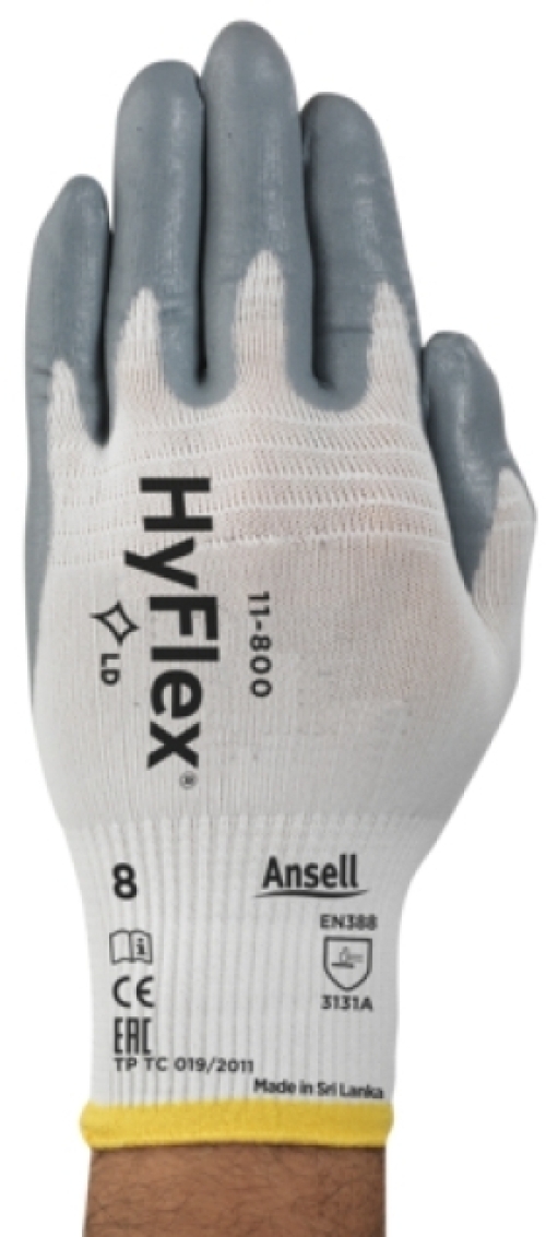 ANSELL-Workwear, Arbeitshandschuhe, HYFLEX, 11-800, weiss/grau, VE = 12 Paar