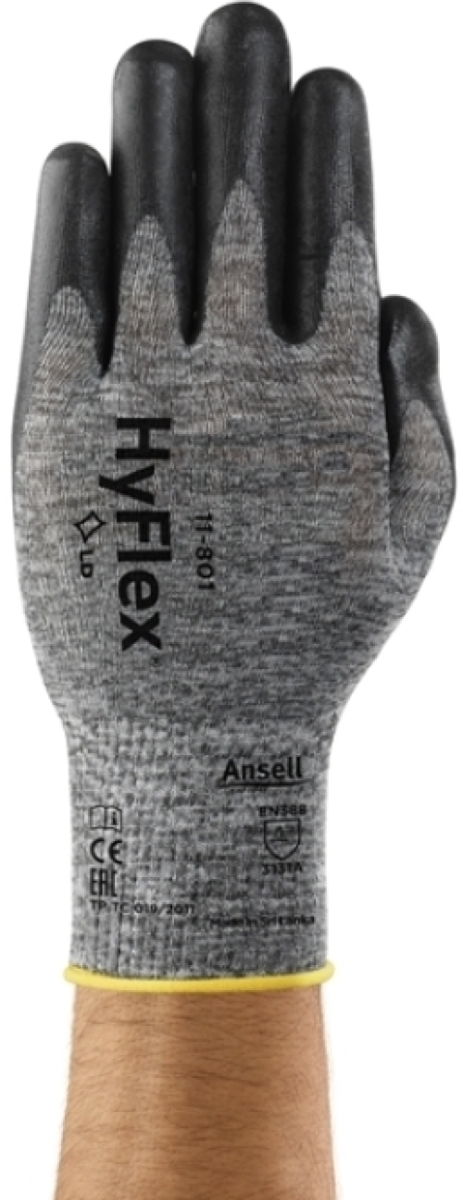 ANSELL-Arbeitshandschuhe, HYFLEX, 11-801, grau/schwarz
