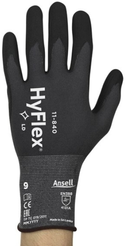 ANSELL-Arbeitshandschuhe, HYFLEX, 11-840, schwarz/grau