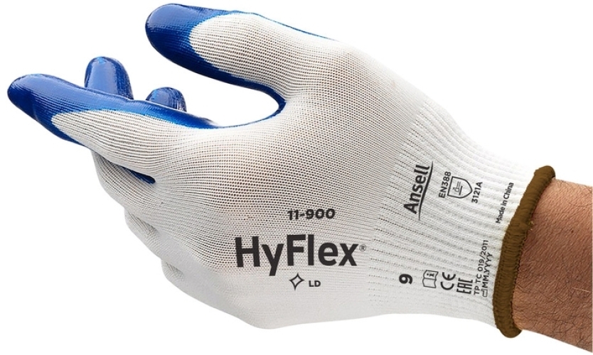 ANSELL-HArbeitshandschuhe, YFLEX, 11-900, weiss/blau