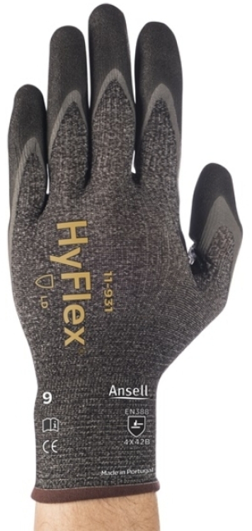 ANSELL-Arbeitshandschuhe, HYFLEX, 11-931, grau/schwarz