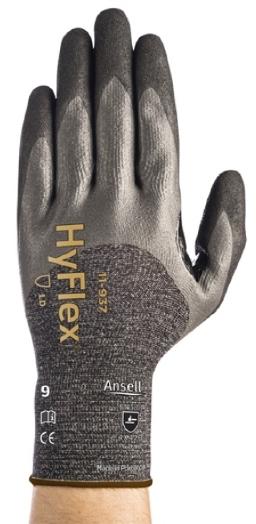 ANSELL-Arbeitshandschuhe, HYFLEX, 11-937, grau/schwarz
