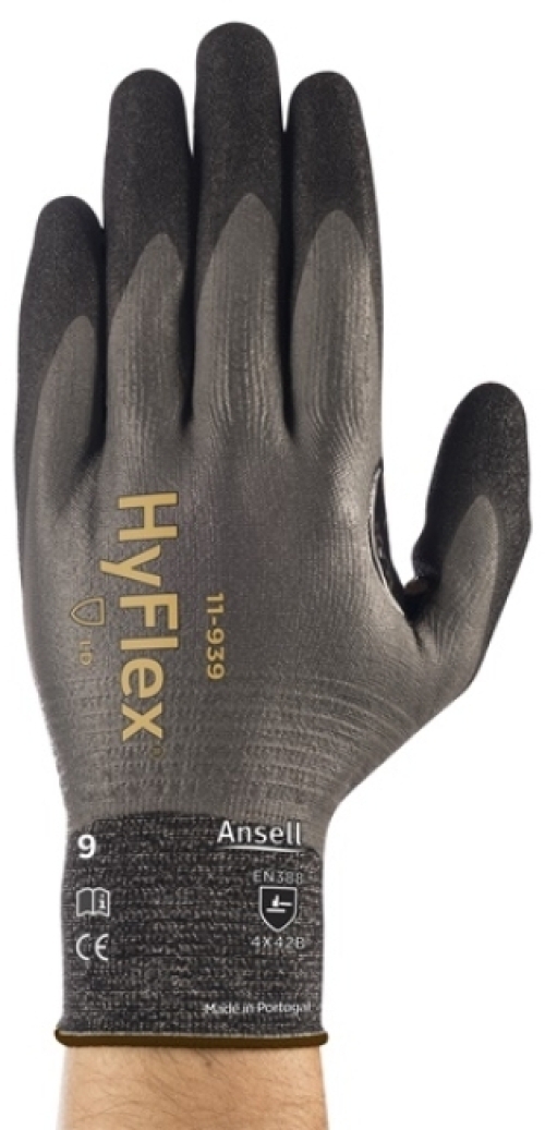 ANSELL-Arbeitshandschuhe, HYFLEX, 11-939, grau/schwarz