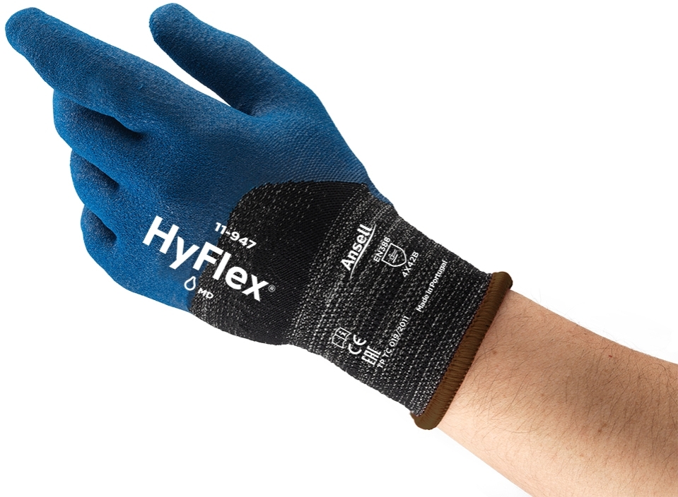 ANSELL-Arbeitshandschuhe, HYFLEX, 11-947, blau/schwarz