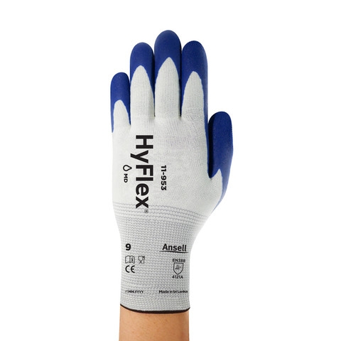 ANSELL-Arbeitshandschuhe, HYFLEX, 11-953, Länge: 220-260 mm, blau auf weiß
