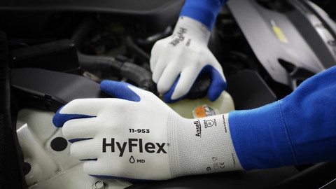 ANSELL-Arbeitshandschuhe, HYFLEX, 11-953, Länge: 220-260 mm, blau auf weiß