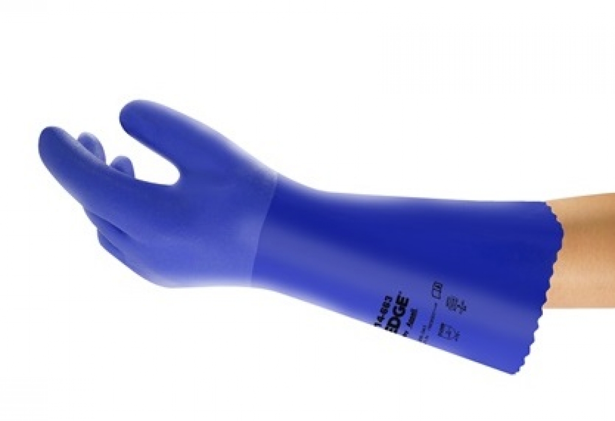 ANSELL-Workwear, Chemikalien-Schutzhandschuhe, EGDE 14-663, PVC-Beschichtung, blau, VE = 12 Paar
