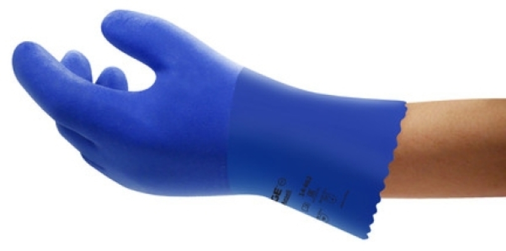 ANSELL-EGDE 14-662, Chemikalienschutz-Handschuhe, Arbeitshandschuhe, mit PVC-Beschichtung, blau