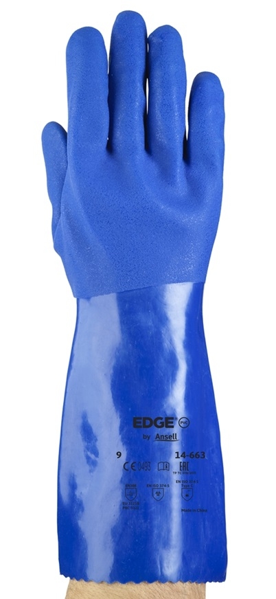 ANSELL-EGDE 14-662, Chemikalienschutz-Handschuhe, Arbeitshandschuhe, mit PVC-Beschichtung, blau