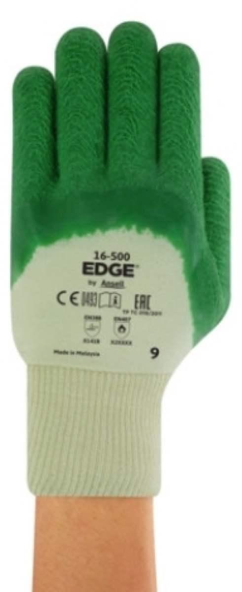 ANSELL-EDGE, 16-500, Latex-Handschuhe, Arbeitshandschuhe, grün