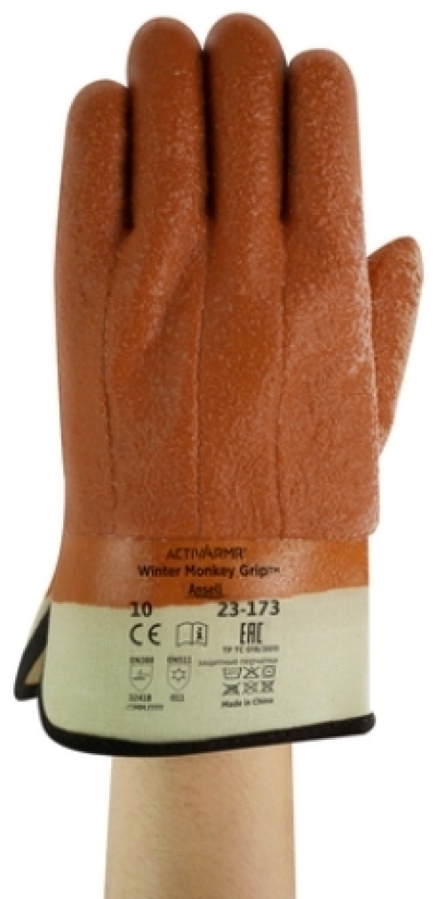 ANSELL-PVC-Arbeitshandschuhe, WINTER-MONKEY GRIP, 23-173, rotbraun