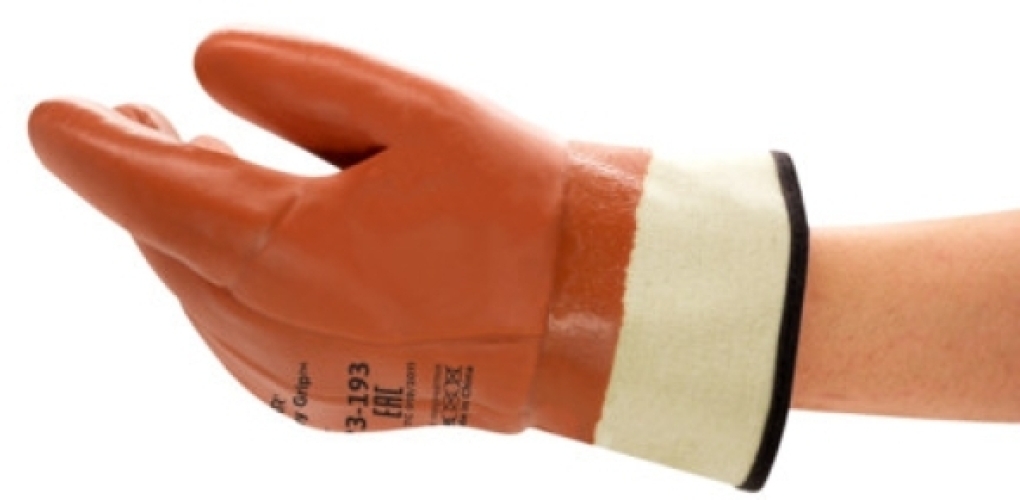 ANSELL-PVC-Winter-Handschuhe, Arbeitshandschuhe, WINTER-MONKEY GRIP, 23-193, rotbraun