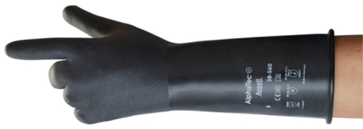 ANSELL- AlphaTec, 38-520, Chemikalienschutz-Handschuhe, Arbeitshandschuhe, änge: 350 mm schwarz