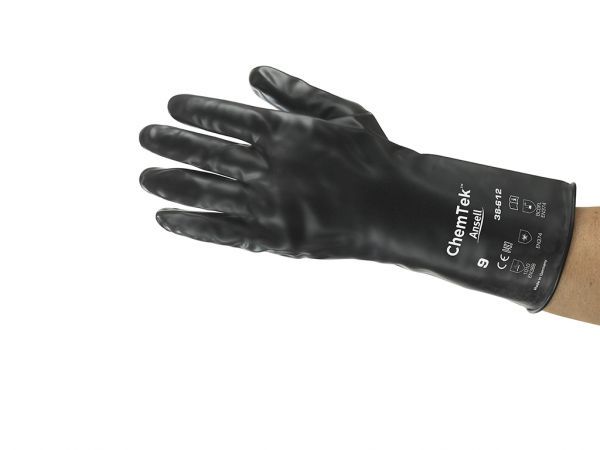 ANSELL-Workwear, Chemikalienschutz-Handschuhe, "CHEMTEK", 38-612, schwarz, VE = 12 Paar