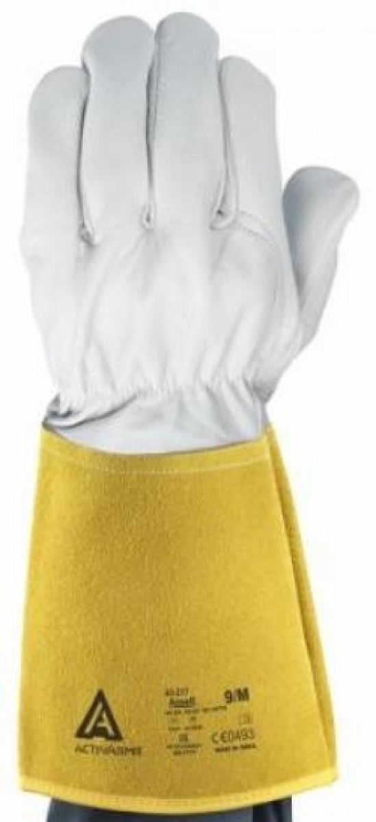 ANSELL-Workwear, Rindspaltleder, Leder-Arbeits-Handschuhe, ActivArmr, 43-217. gelb/wei, VE = 12 Paar