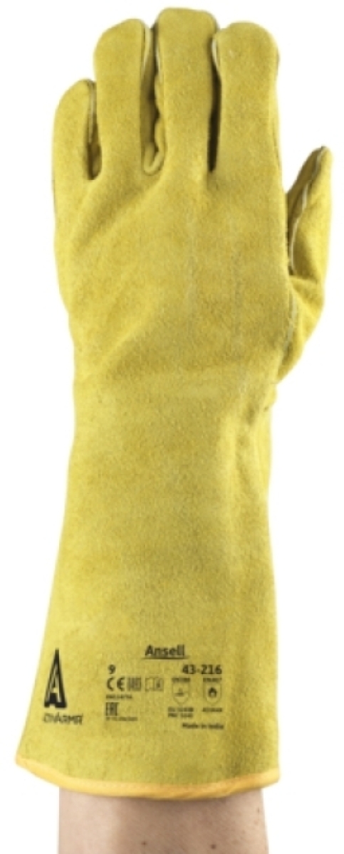ANSELL-RINDSPALTLEDER-Handschuhe, Arbeitshandschuhe, WORKGUARD, 43-216, gelb