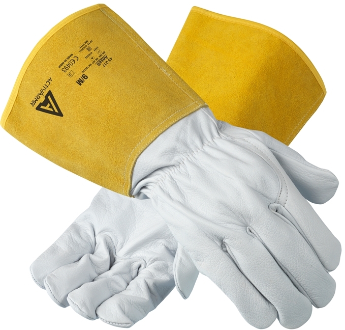 ANSELL-ActivArmr®, 43-217, Rindspaltleder-Handschuhe, Arbeitshandschuhe, gelb/weiß