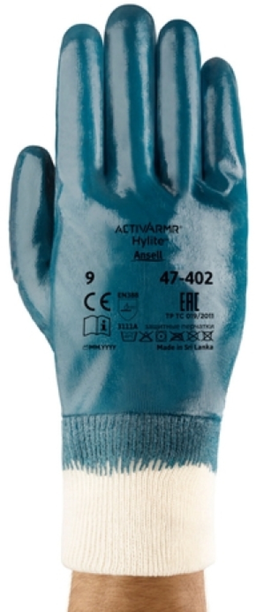 ANSELL-NITRILHANDSCHUHE, Arbeitshandschuhe, HYLITE, 47-402, blau