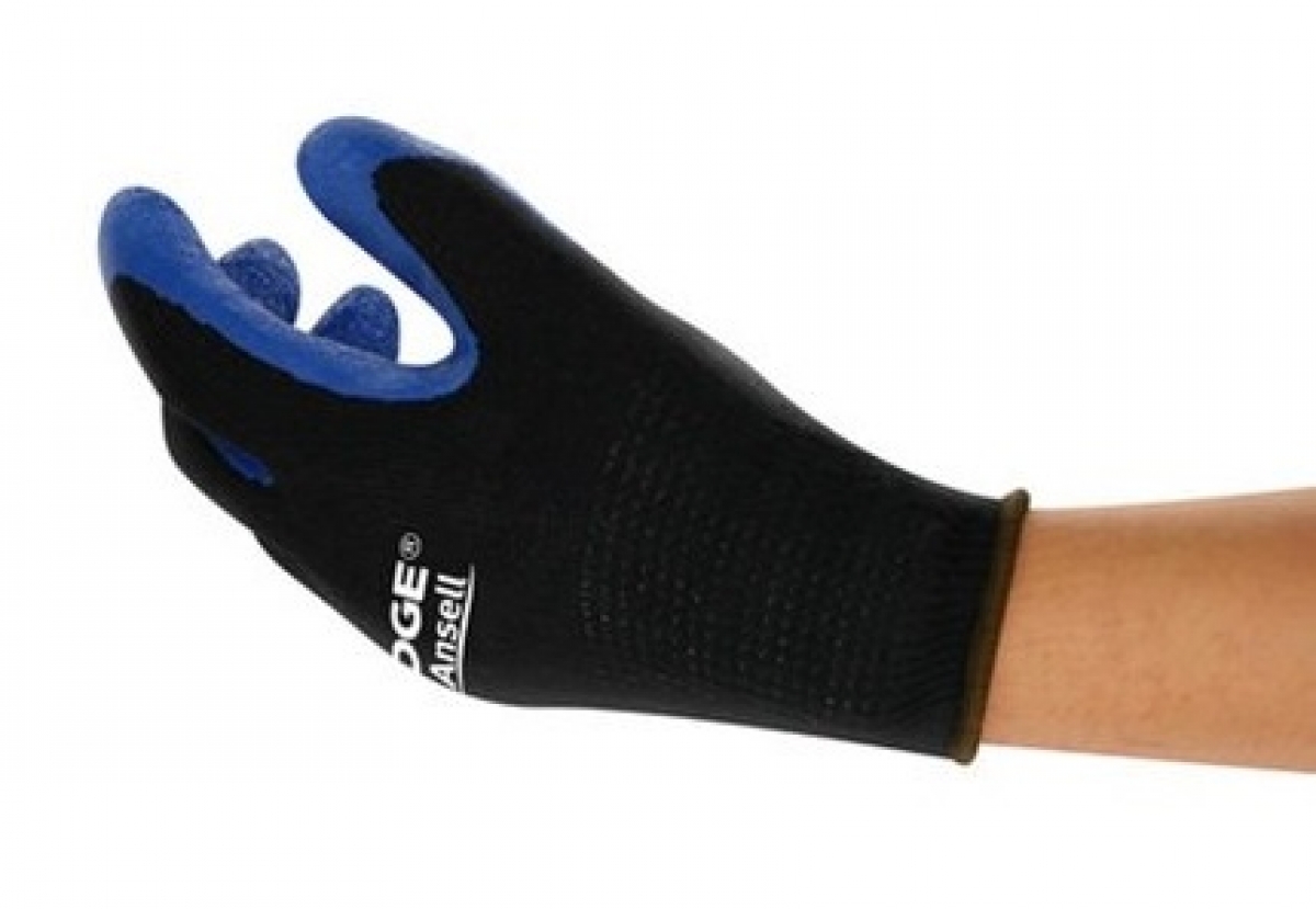 ANSELL-Workwear, Latex-Arbeitsschutzhandschuhe, EDGE, 48-305, schwarz/blau, VE = 12 Paar