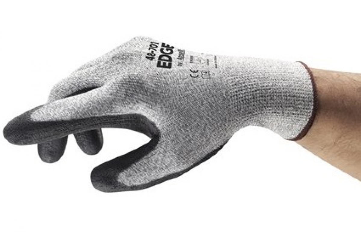 ANSELL-Workwear, PU-Beschichtete-Strickhandschuhe, EDGE 48-701, grau/schwarz, VE = 12 Paar