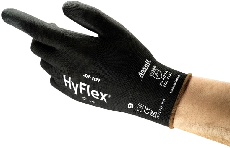 ANSELL-MEHRZWECK-HANDSCHUHE, Arbeitshandschuhe, HYFLEX, 48-101, schwarz