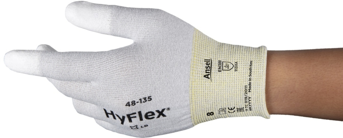ANSELL-SPEZIALSCHUTZHANDSCHUHE, Arbeitshandschuhe, HYFLEX, 48-135, weiss/grau