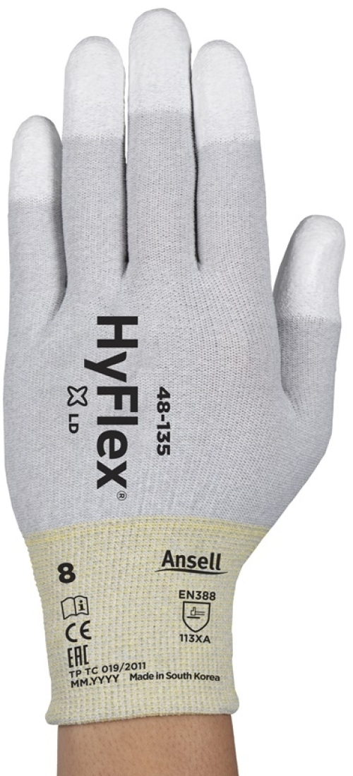 ANSELL-SPEZIALSCHUTZHANDSCHUHE, Arbeitshandschuhe, HYFLEX, 48-135, weiss/grau